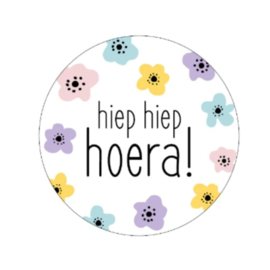 sticker hoera bloem - per 5