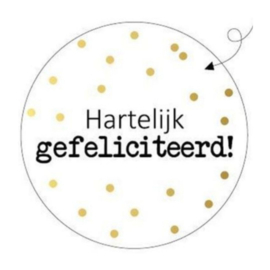 sticker hartelijk gefeliciteerd - per 5