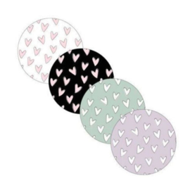 sticker hartjes wit en roze - per 4