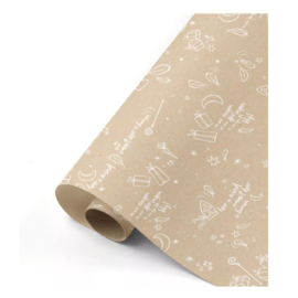 cadeaupapier kraft Sint wit