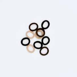 Setje van 10 basic babyelastiekjes - Beige/bruin
