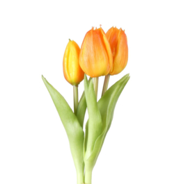 Real touch tulpen bundel oranje 3 stelen