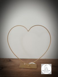 Metalen hart frame staand op voet 25 cm goud