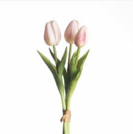 Real touch tulpen bundel licht roze 3 stelen