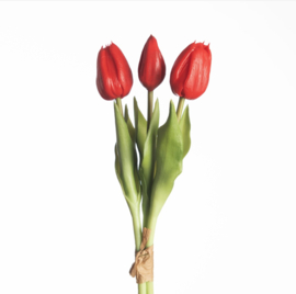 Real touch tulpen bundel rood 3 stelen