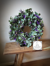DIY krans paars eucalyptus/limonium
