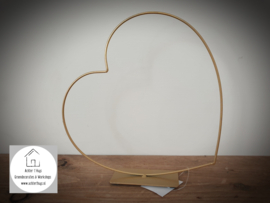 Metalen hart frame op voet liggend 25 cm goud