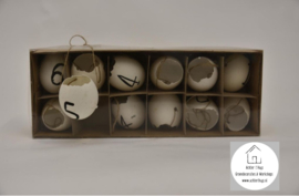 Open kippen eieren wit met cijfers