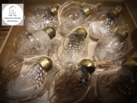 9 glazen eieren - hangers met veren