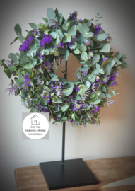 DIY krans paars eucalyptus/limonium