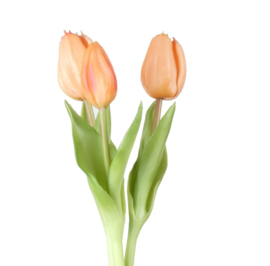 Real touch tulpen bundel perzik 3 stelen