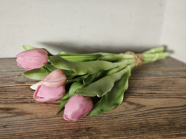 Real touch tulpen roze 5 stelen