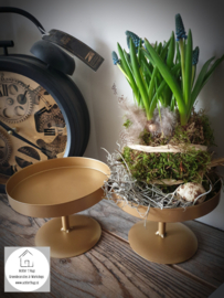 Metalen decoratie tray - cake stand 14 cm etagere goud