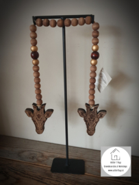 Swingtag giraffe met houten kralen