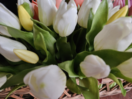 Real touch tulpen wit 5 stelen