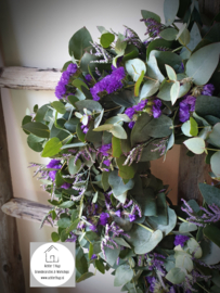 DIY krans paars eucalyptus/limonium