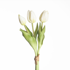 Real touch tulpen bundel wit 3 stelen