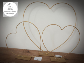 Metalen hart frame op voet liggend 25 cm goud