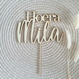 Caketopper - hoera met naam