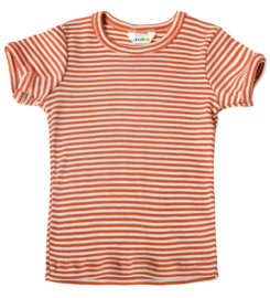 Joha wol/zijde t-shirt streep oranje