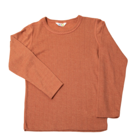 Joha wol/zijde ajour geweven blouse oranje