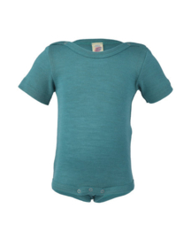 Engel Natur wol/zijde romper korte mouw -  turquoise