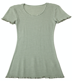 Joha wol/zijde dames t-shirt streep groen