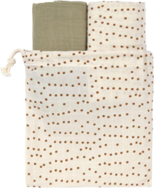 Lassig swaddle & burp blanket large caramel 80 x 80 cm