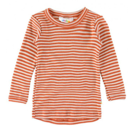 Joha wol/zijde shirt streep oranje