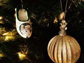 Kerstklompje 6,5 cm Wit Groen