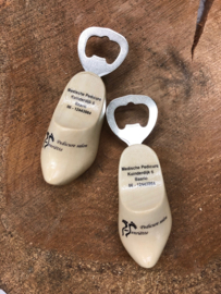 Flessenopener klomp 8,5 cm - blank + logo
