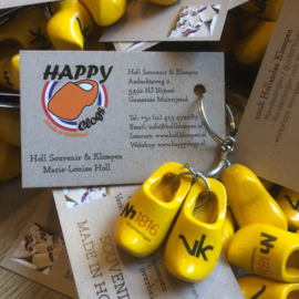 50 Stuks Sleutelhanger + 2 klompjes 4 cm wit + logo