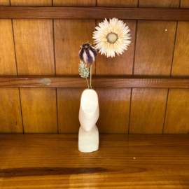 Klomp - vaasje 10 cm - blank + 3 takjes droogbloemen