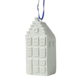 Kerstornament huisje mat wit groot