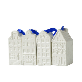 Kerstornament Mini huisjes met lint