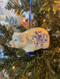 Varken Kerstornament Delftsblauw
