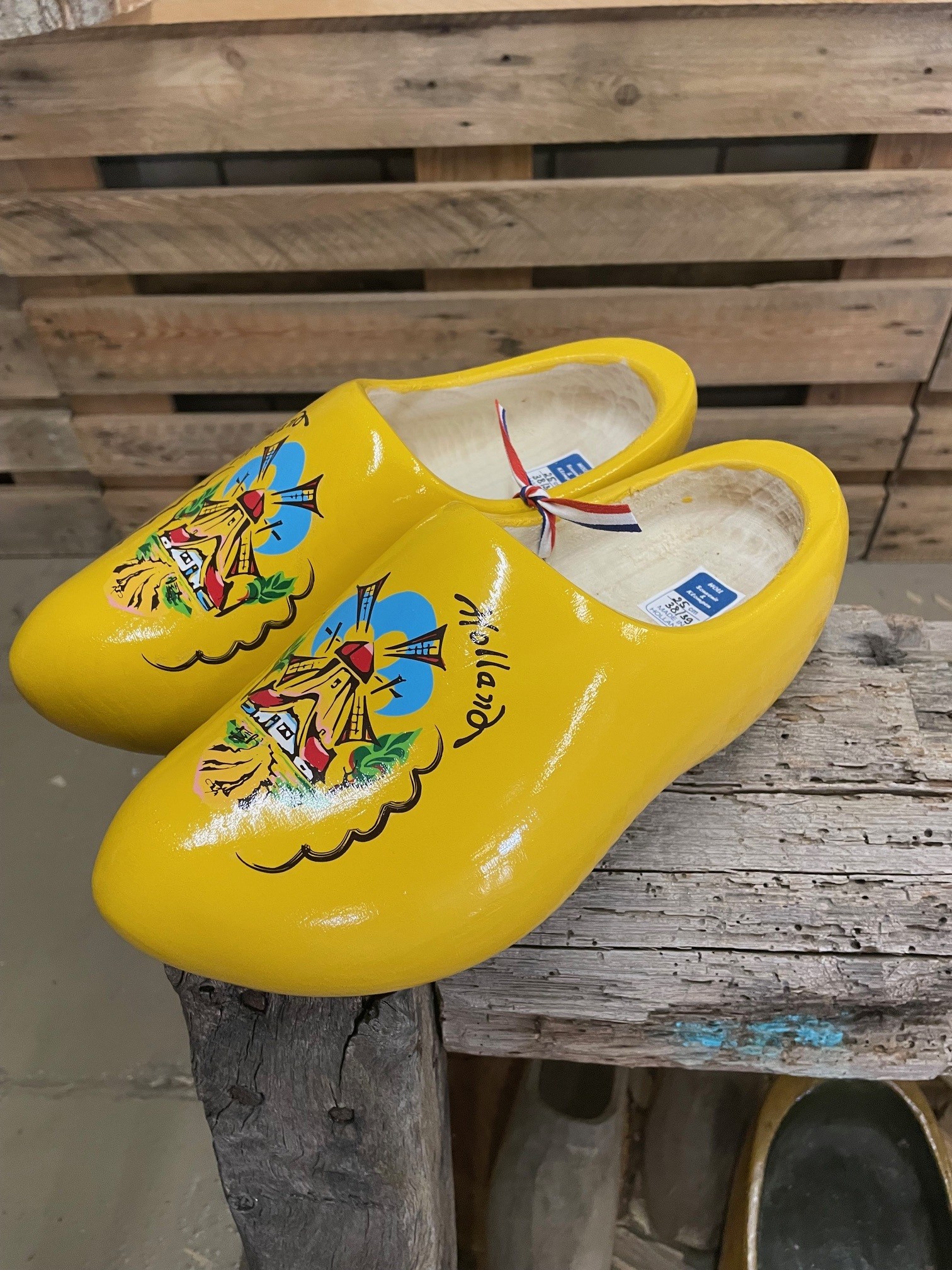 Houten Klompen - Geel Molenlandschap