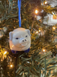 Varken Kerstornament Delftsblauw