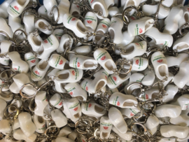 50 stuks Sleutelhanger + 1 klompje 4 cm - wit + logo