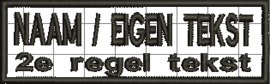 Functie ( naam ) Patch - Arial 8,5 cm - 2 regels tekst
