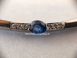 Collier blauwe saffier en diamant