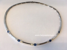 Collier blauwe saffier en diamant