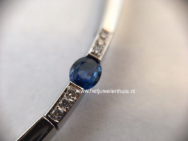Collier blauwe saffier en diamant