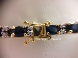 Tenniscollier met saffier en diamant