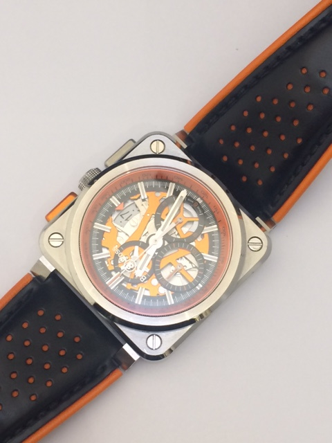 Bell Ross GT Orange Skeleton Chronograaf tweedehands