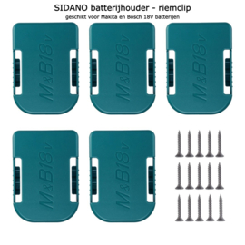 SIDANO® Batterij clip - accu houder geschikt voor Makita 18V en Bosch 18V (Bosch blauw), Riemclip, Dock Houder voor muur of wand, geschikt voor BL1830 BL1840 BAT609