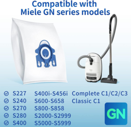 SIDANO® Stofzuigerzakken (10 stuks) ter vervanging en passend voor Miele GN 3D Hyclean, Classic C1, Complete C1, C2, C3, S400i S600 S2 S5 S8 Series