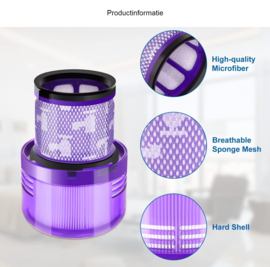 SIDANO® filter voor Dyson V11 - HEPA filter - geschikt voor Dyson V11 - V15 stofzuigers - (2 filters + borstel)