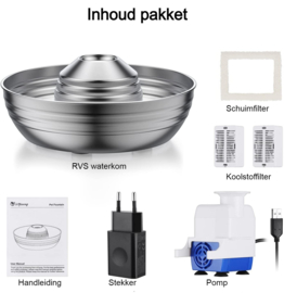 SIDANO® Drinkfontein kat - hond - RVS - 2 Liter - Fluisterstil