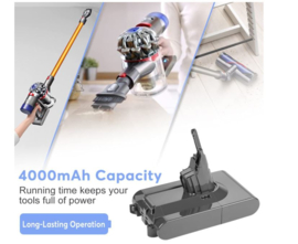SIDANO® vervangende Accu / Batterij voor Dyson V8 Absolute, met filterset V8 Fluffy, V8 Animal 21.6V 4000 mAh Accu / Batterij